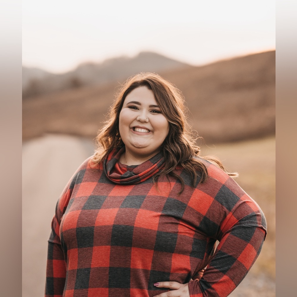 Red Plaid Cowl Neck Sweater - 3XL